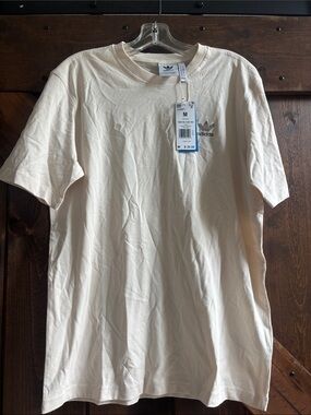 adidas Men's Off-White Trefoil Logo Short Sleeve Tee